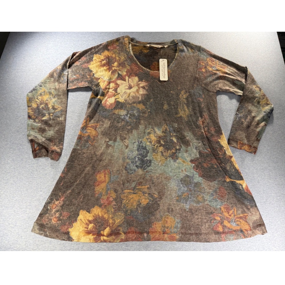 Soft Surroundings Artesia Tunic XL Heavenly Soft Floral Scoop Neck 2AV3280901